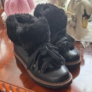 UNIONBAY Black Faux Fur Women's Winter Boots
